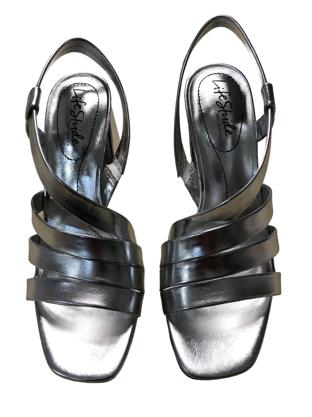 Lifestride SoftSystem Broadway Slingback Block heel Silver Size 7.5